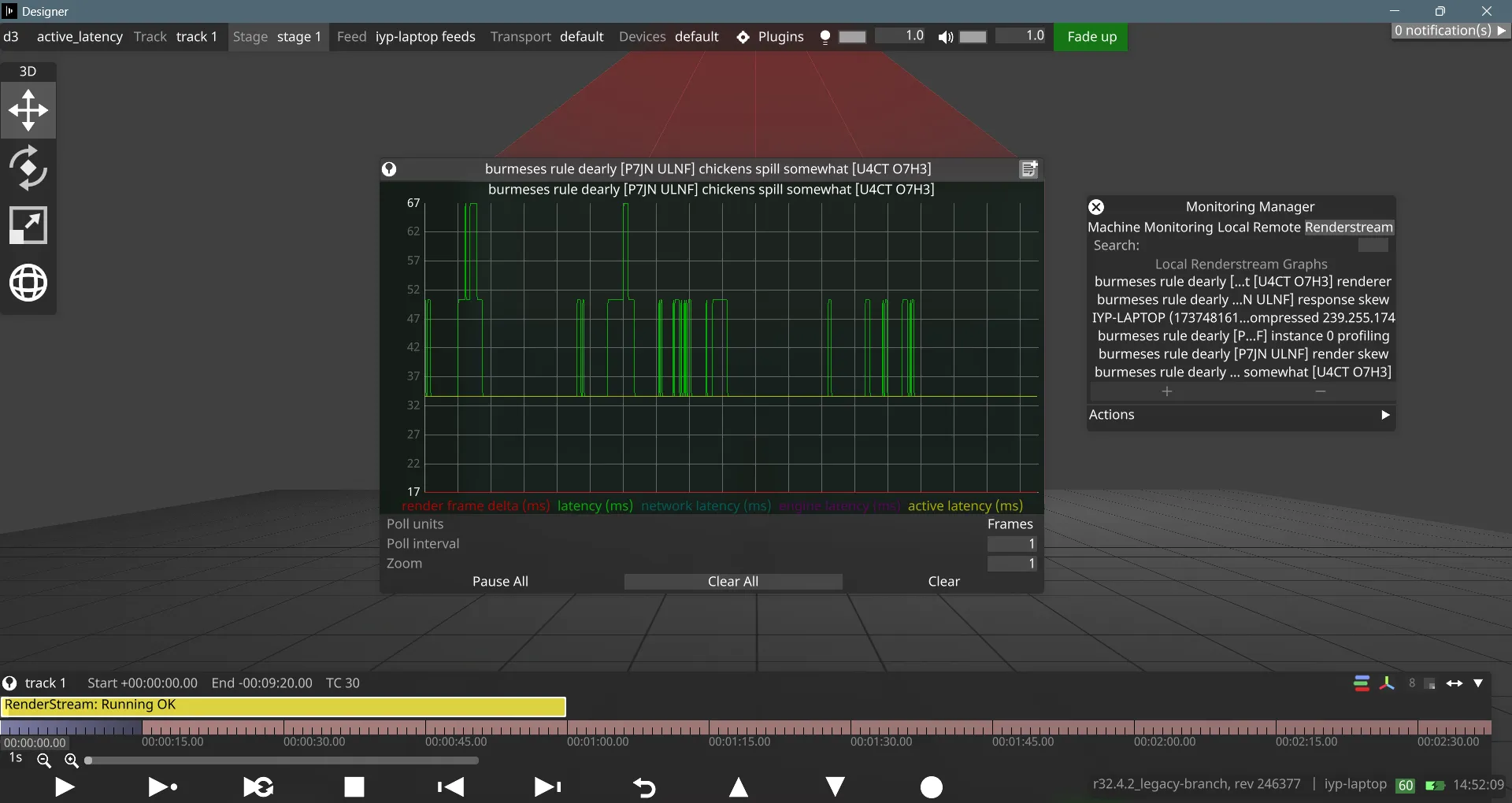 Active latency graph showing a flat line after adjusting the percentile threshold