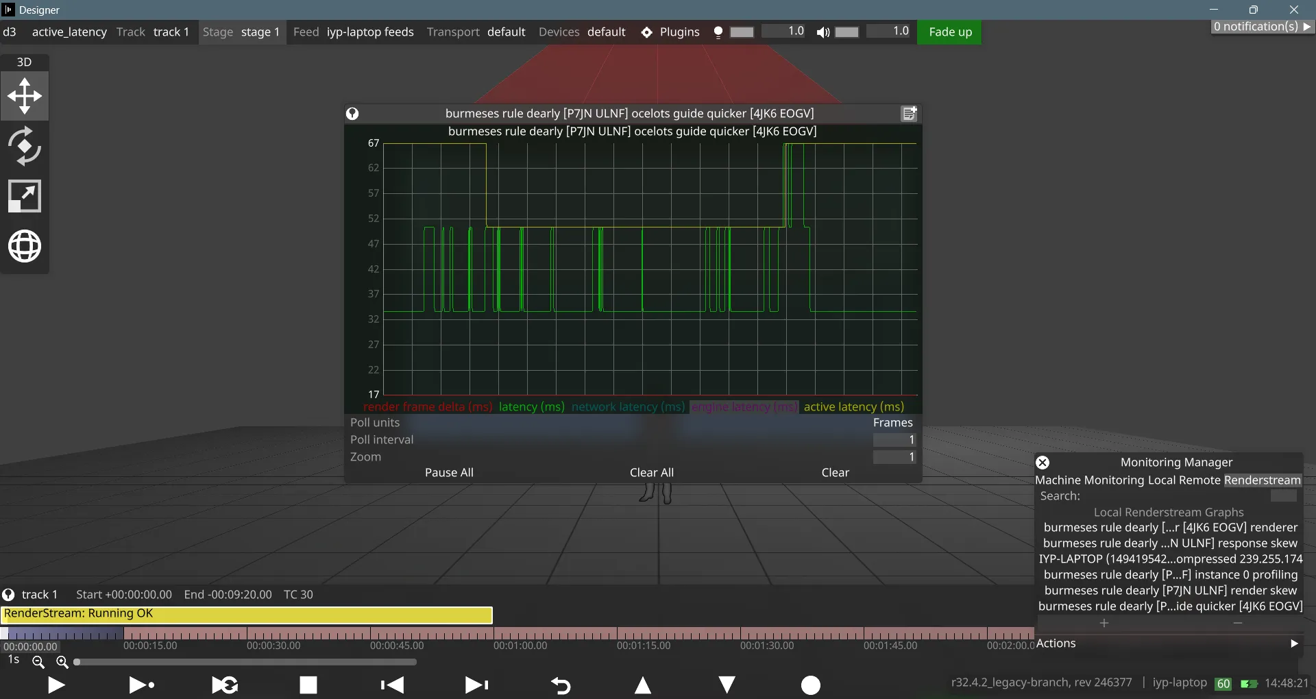 Active latency graph oscillating before any tuning has been applied