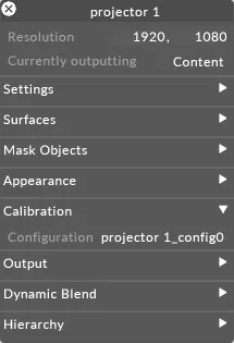 Projector configuration menu