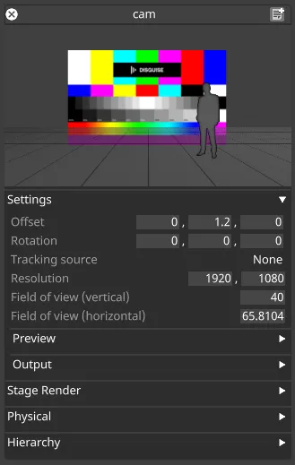 Cameras properties
