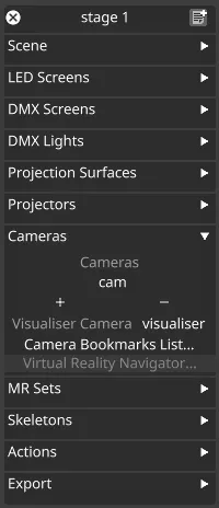 Cameras tab