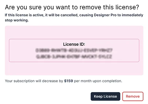 Confirm the removal of the license