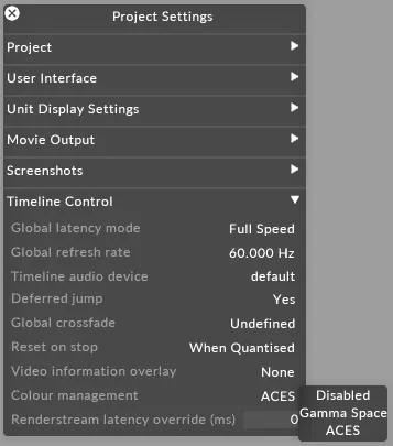 Colour management menu