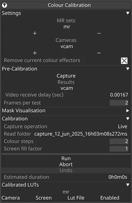 Expand the Colour Calibration menu