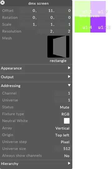 DmxScreen properties