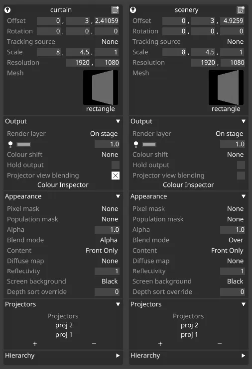 Downstage Curtains Surface Settings