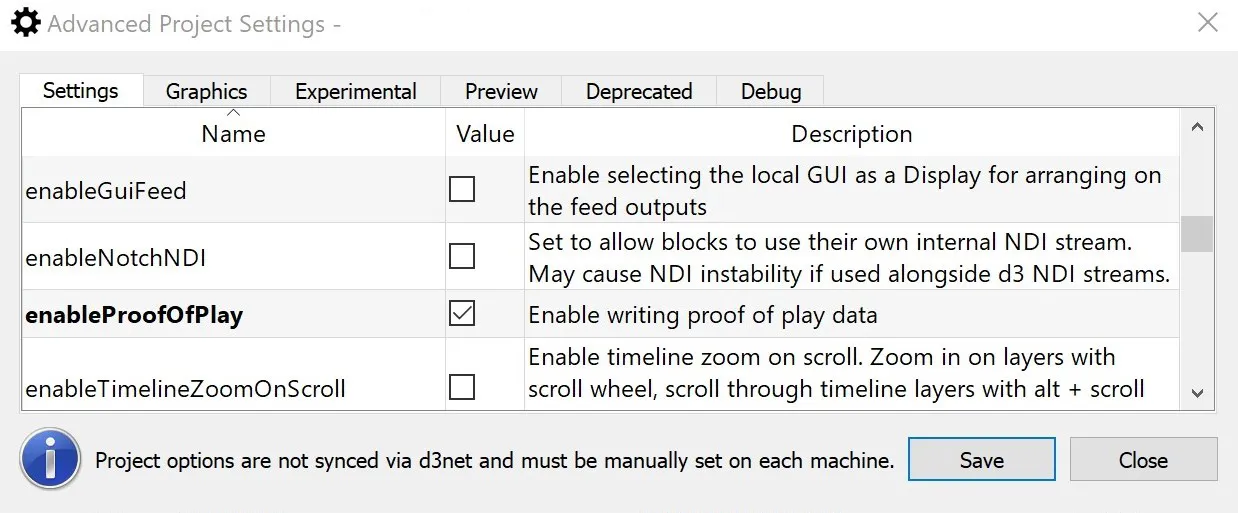 enable Proof of Play