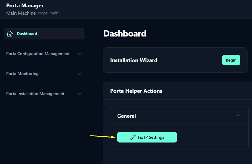 Fix IP Settings button