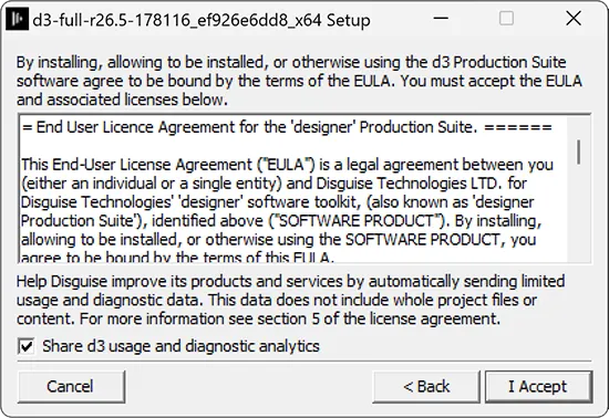 Click 'I Agree' to accept the EULA