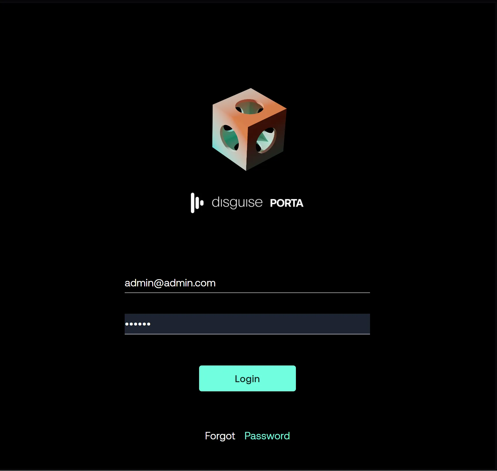 Login page