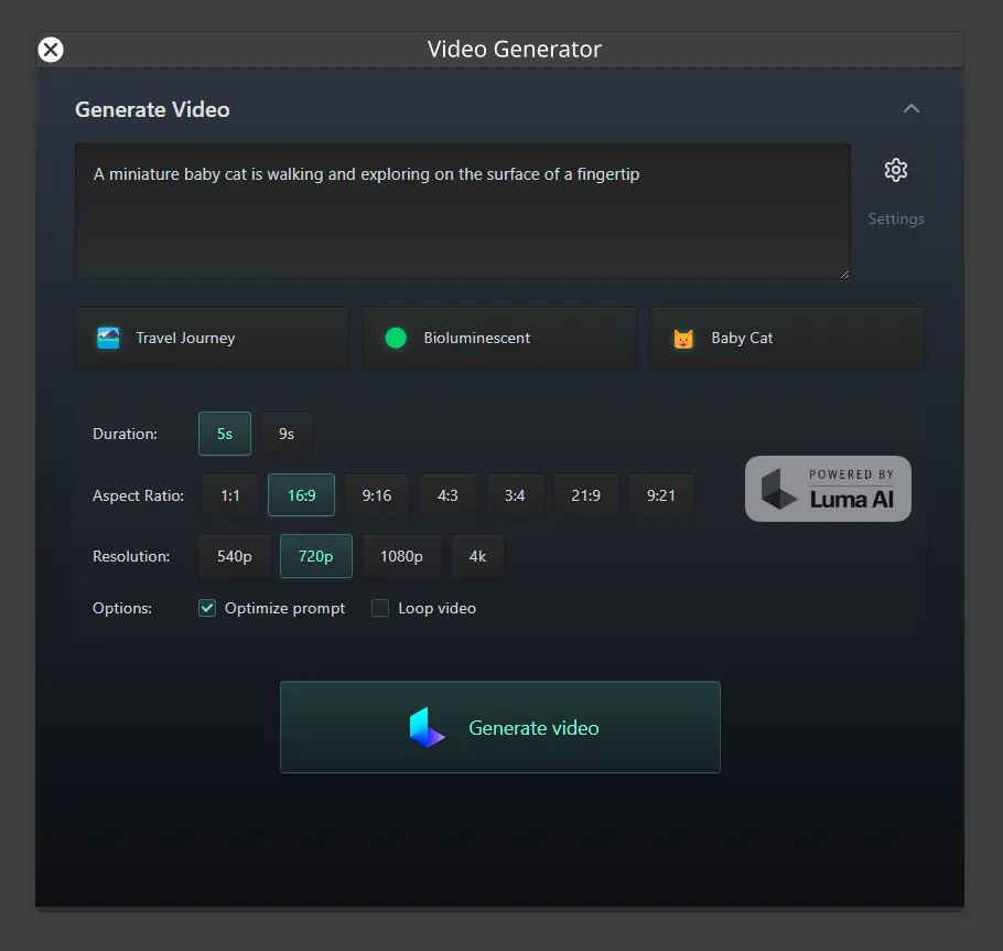 Click Generate Video