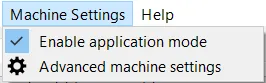 Accessing advanced machine settings