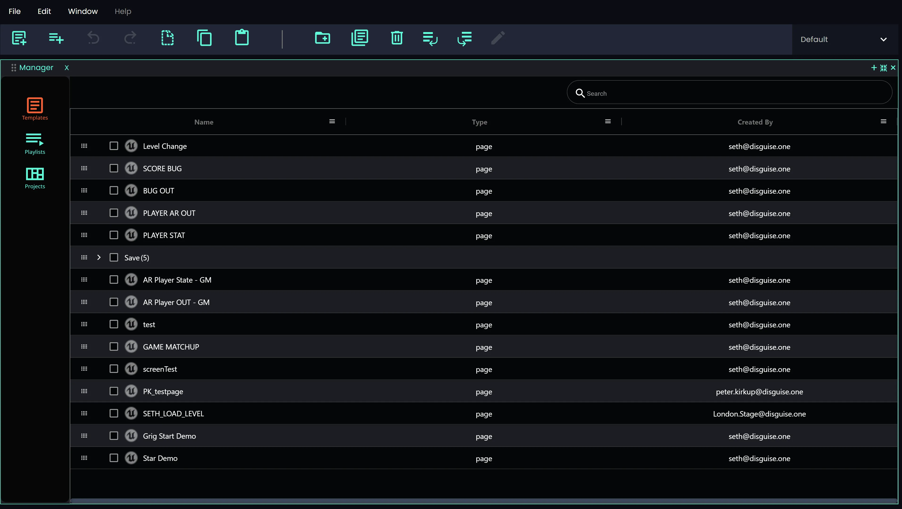 Templates view