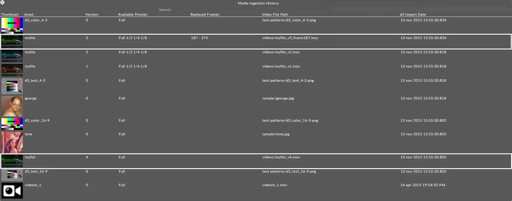 Media Import History