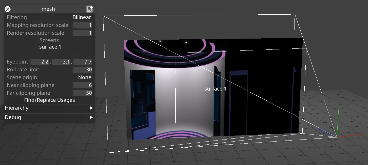 Mesh mapping frustum