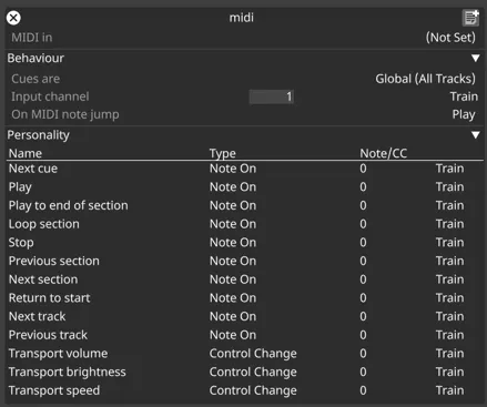 Setup MIDI Note