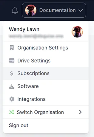 Navigate to the Subscriptions tab