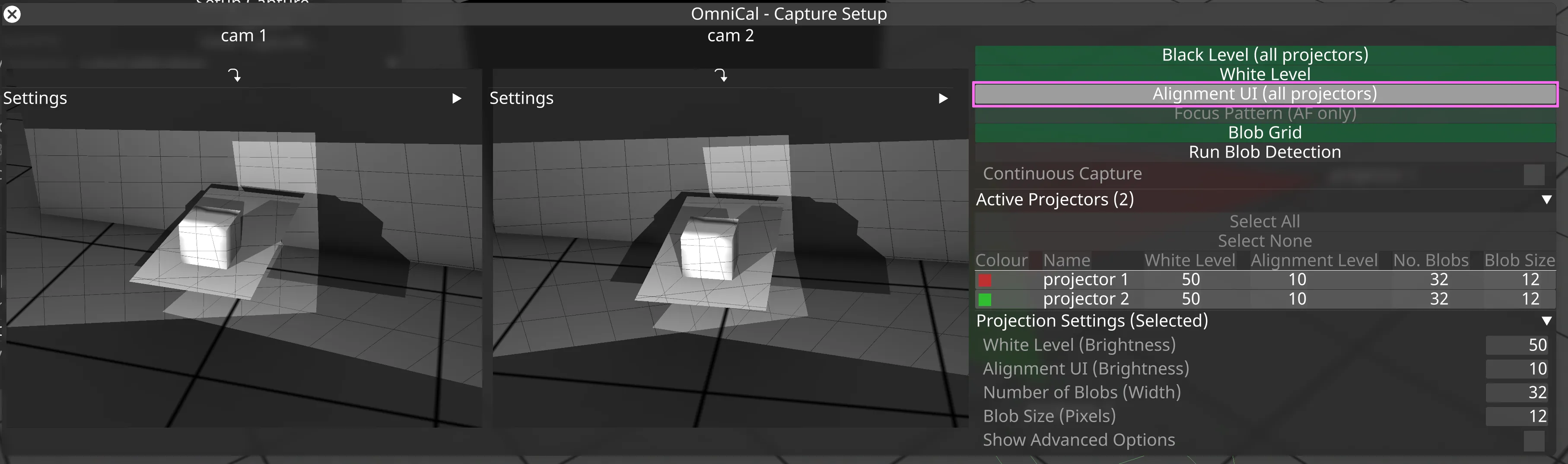 Click Alignment UI (all projectors)