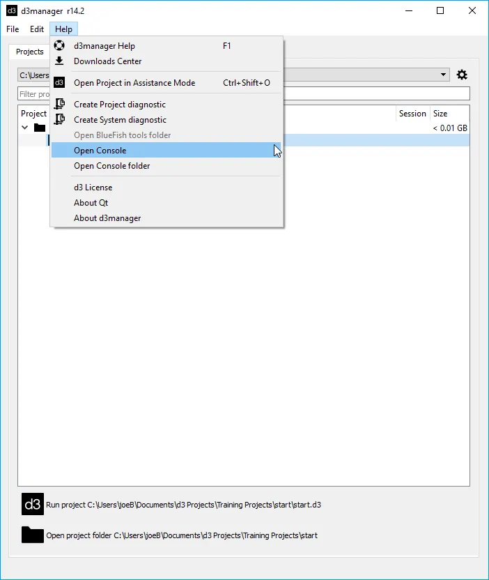 Opening a console file