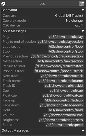 Default OSC Event Transport Inputs