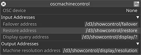 OSC Machine Control のプロパティ