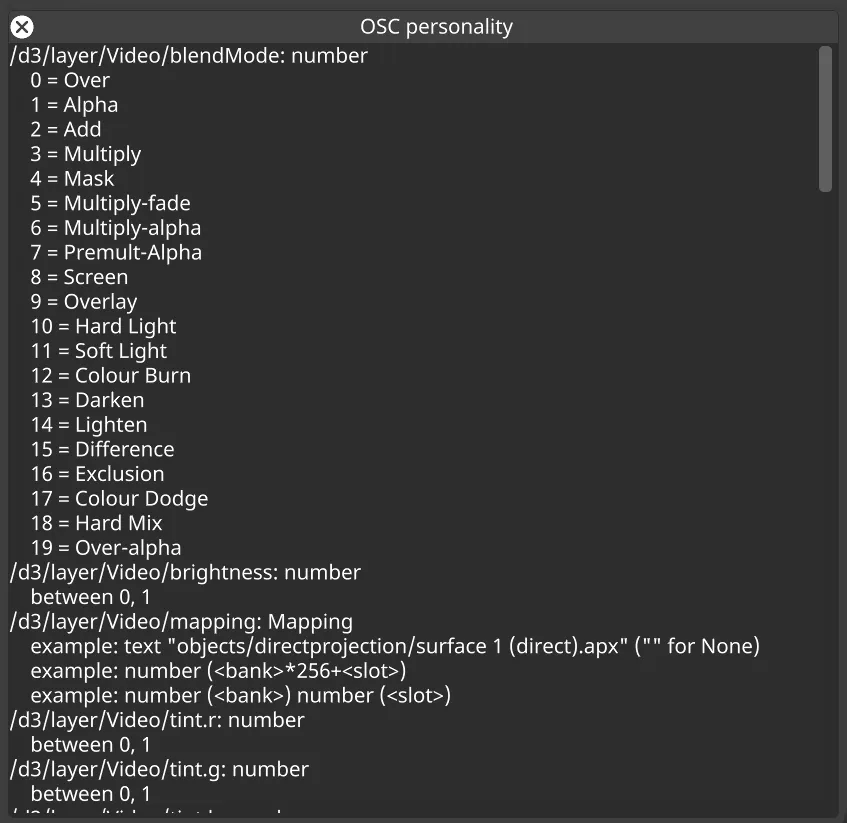 Layer Video OSC Personality
