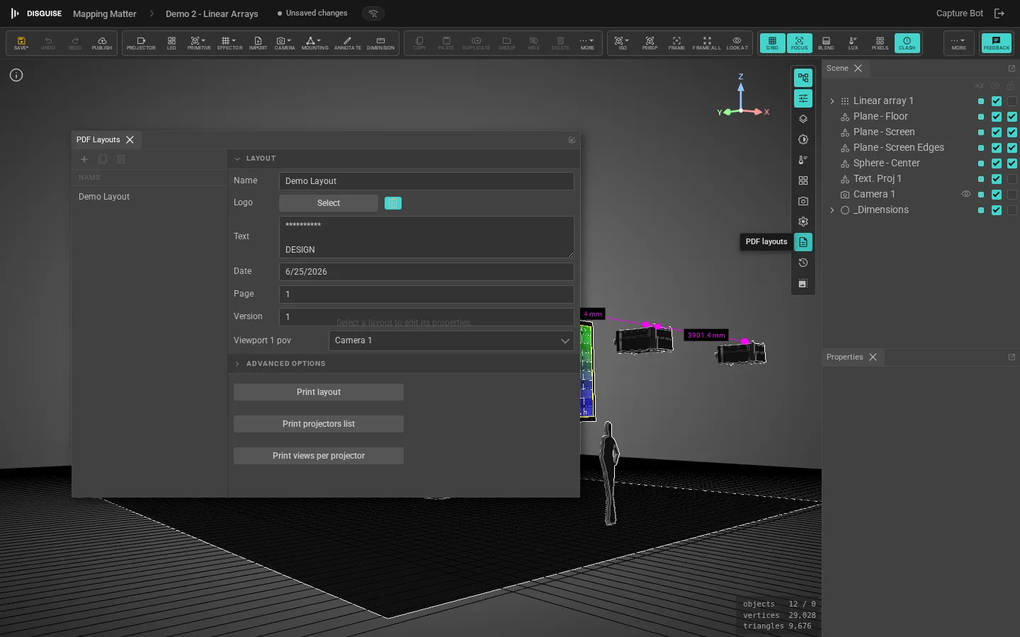 PDF layouts panel