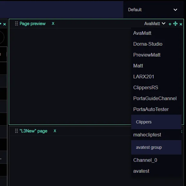 Pixel Streaming preview dropdown