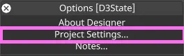 Accessing Project Settings Button