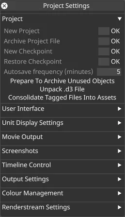 Project Settings Editor