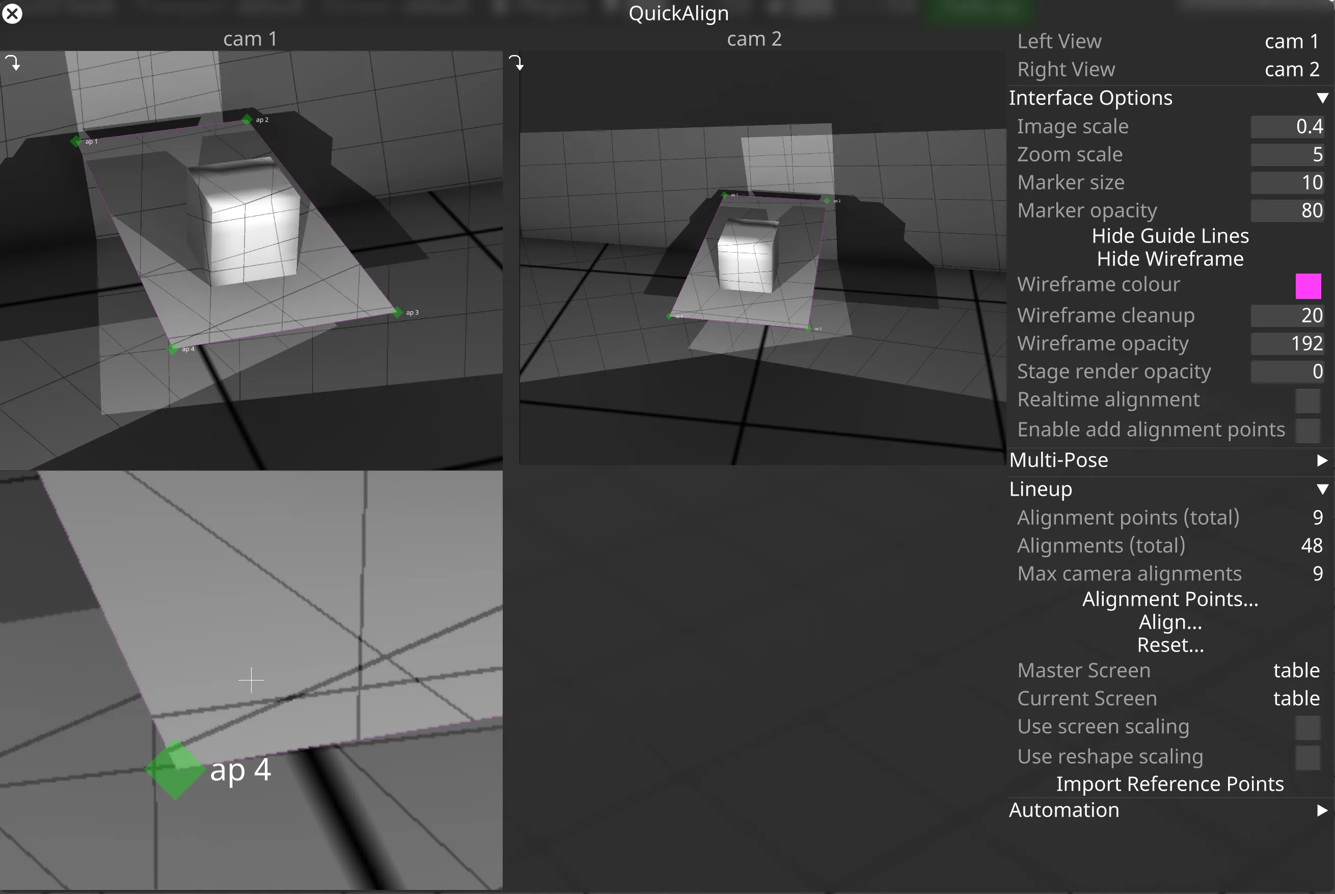 Aligned Master screen