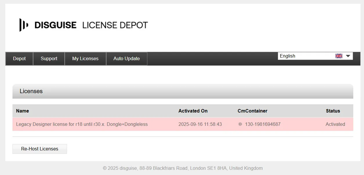 Previously activated CodeMeter License
