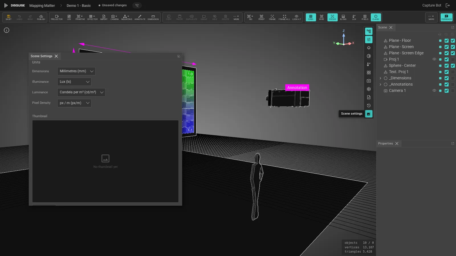 Scene settings（シーン設定）パネル