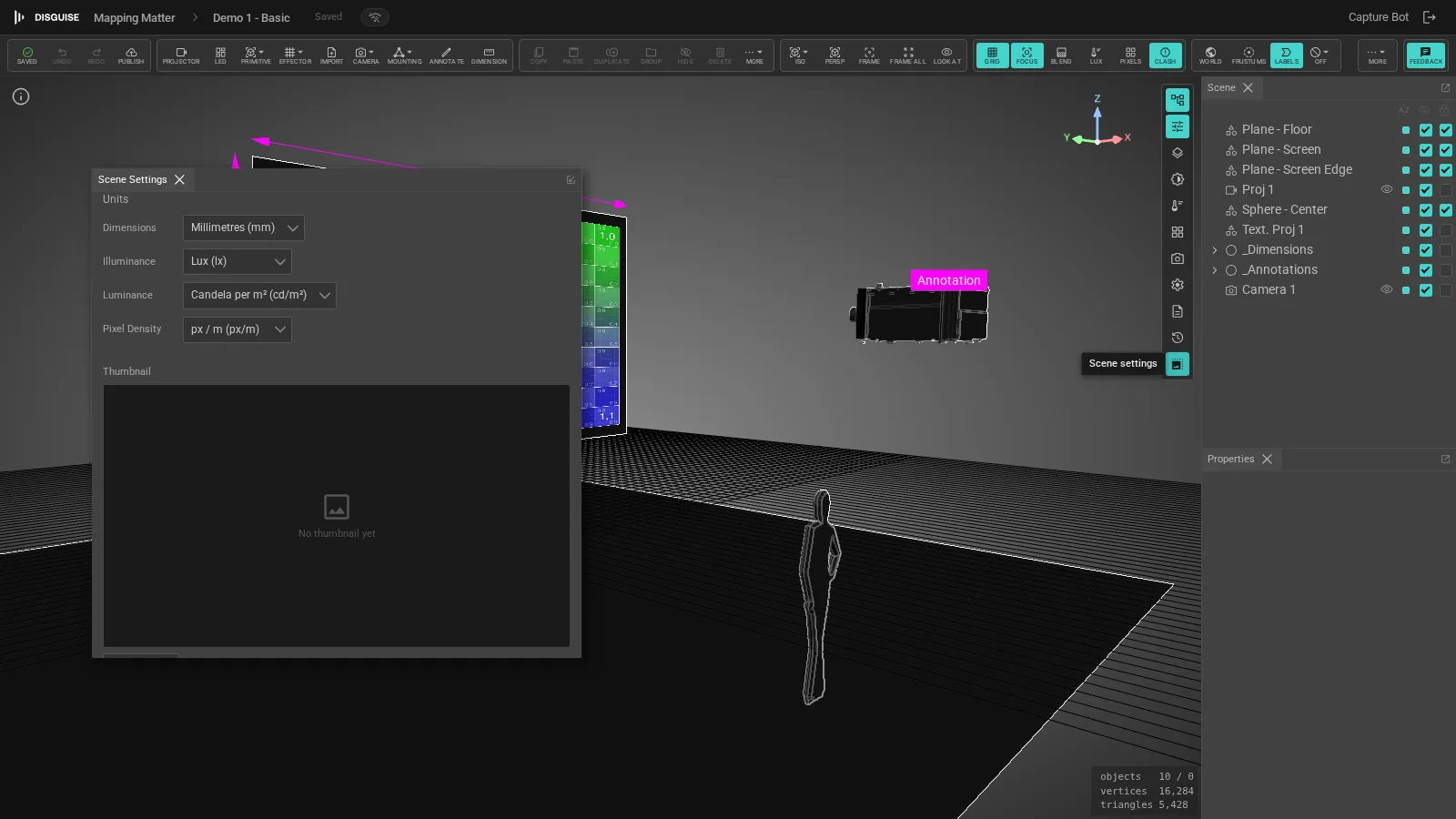 Scene settings(シーン設定)パネル