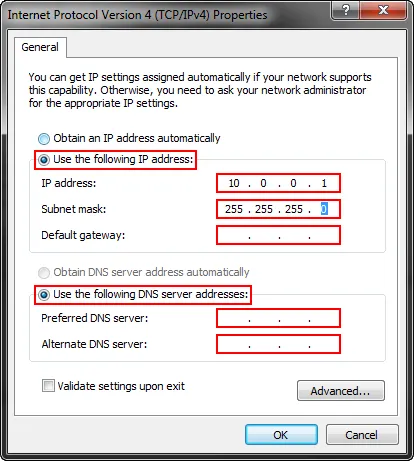 Set up IP addresses