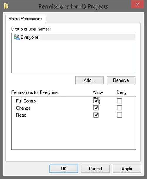 Click Advanced Sharing