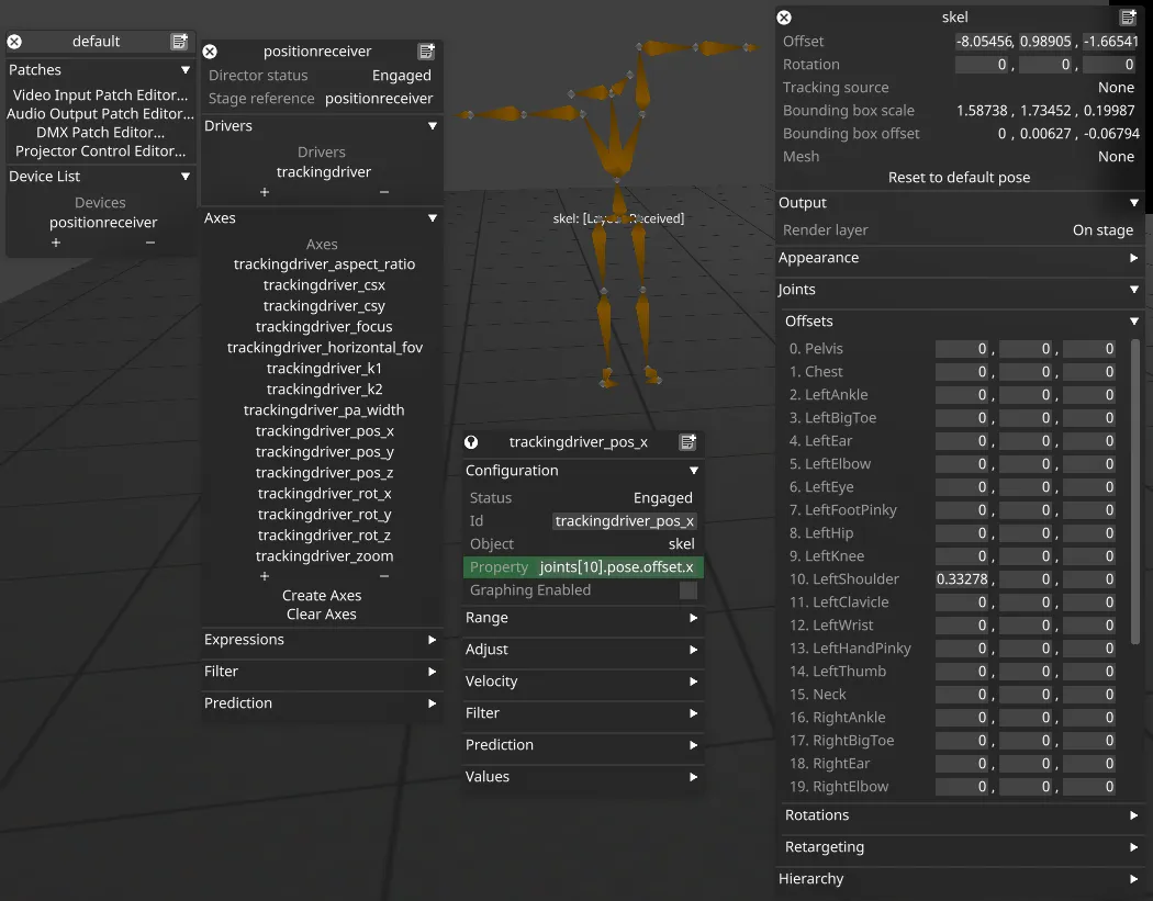 Controlling skeleton joints with a tracking axis