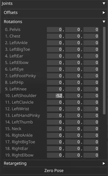 Skeleton joint posing