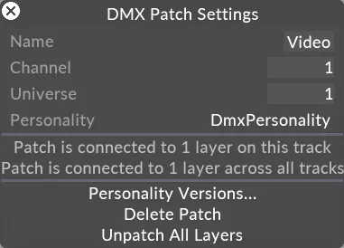 DMX Patch Settings