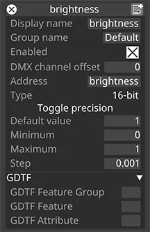 Property Editor GDTF