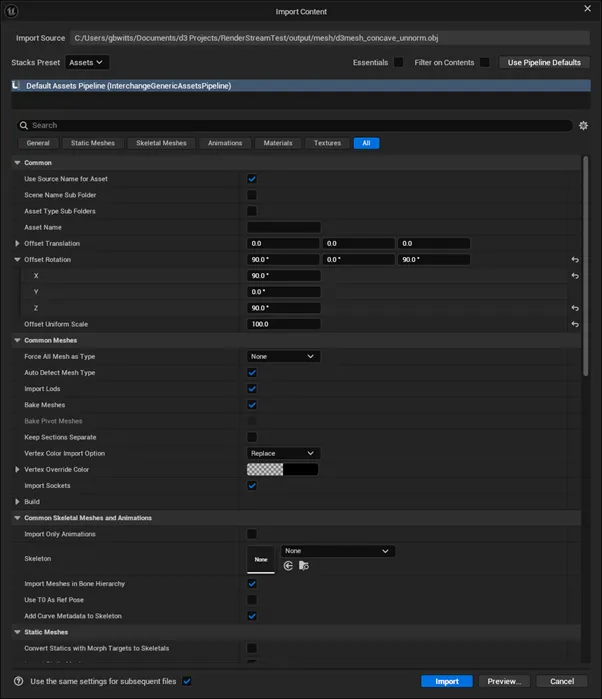 Import Content in Unreal