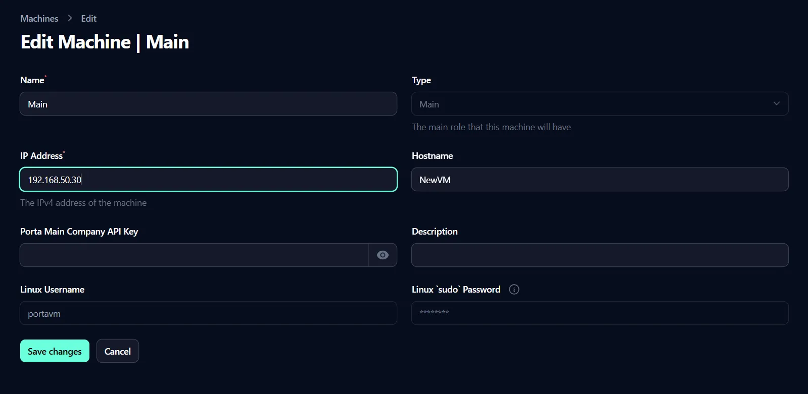 Edit Machine IP Address
